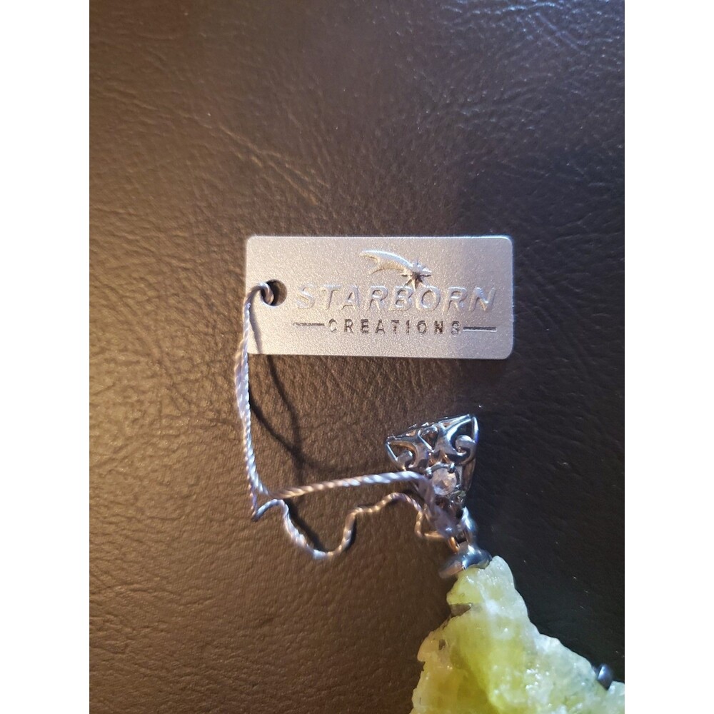 Starborn Creations 925 Silver Pendant With Large Brucite And White Topaz - Picture 8 of 11
